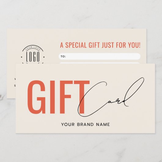 Modernes Logo professionelle beige orange Geschenk (Vorne/Hinten)