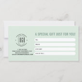 Modernes Logo professionelle hellgrüne Geschenkkar (Rückseite)