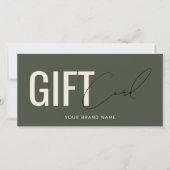 Modernes Logo professionelle olivgrüne Geschenkkar (Vorderseite)