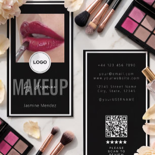 Modernes Logo QR Bewertung Schwarz Weiß Makeup-Art Visitenkarte
