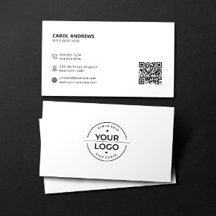 Modernes Logo & QR-Code einfaches weißes Geschäfts Visitenkarte