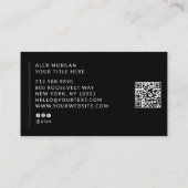 Modernes Logo QR-Code Professionell Schwarz Visitenkarte (Rückseite)