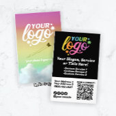 Modernes Logo QR Code Schwarz-weiß Rainbow Foto Flyer
