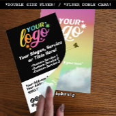 Modernes Logo QR Code Schwarz-weiß Rainbow Foto Flyer