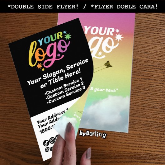 Modernes Logo QR Code Schwarz-weiß Rainbow Foto Flyer