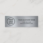 Modernes Logo QR Code Silver Mini Visitenkarte (Vorderseite)