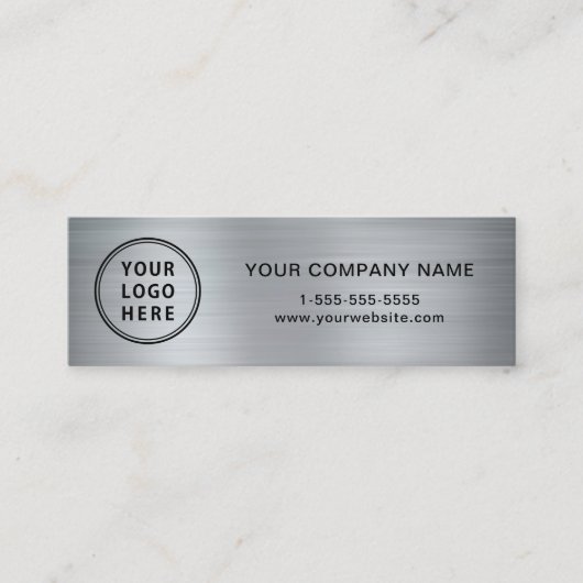 Modernes Logo QR Code Silver Mini Visitenkarte (Vorderseite)