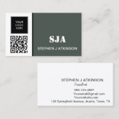 Modernes Logo QR-Kodierung Grün Beruflich Visitenkarte (Vorne/Hinten)