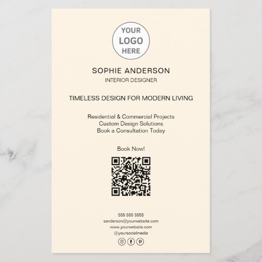 Modernes Logo QR Minimalistisches Professionelles Flyer (Vorne)