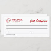 Modernes Logo Red Business Geschenkzertifikat (Vorne/Hinten)
