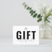 Modernes Logo-Script-Geschenkgutschein Visitenkarte (Stehend Vorderseite)