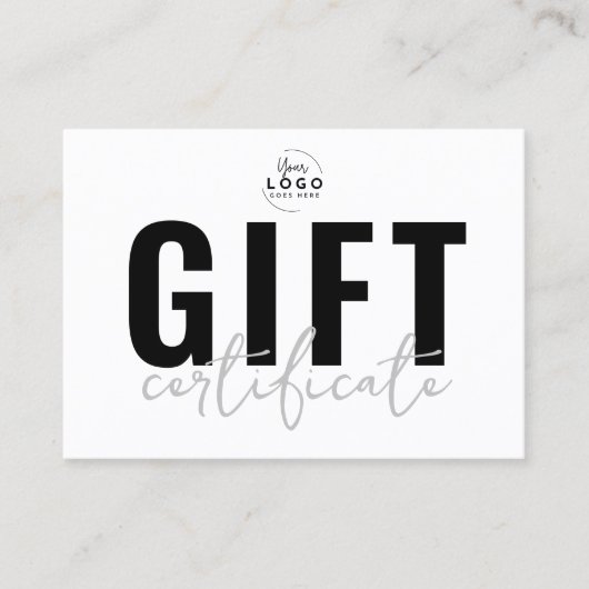 Modernes Logo-Script-Geschenkgutschein Visitenkarte (Vorderseite)