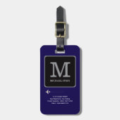 Modernes Logo. Travel Monogram Blue Gepäckanhänger (Vorderseite vertikal)