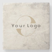 Modernes Logo Unternehmen Schwarz-weiß Marmor Steinuntersetzer (Vorderseite)