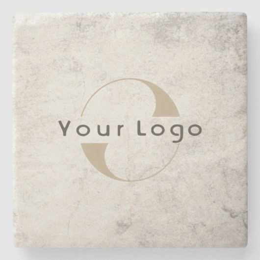 Modernes Logo Unternehmen Schwarz-weiß Marmor Steinuntersetzer (Vorderseite)