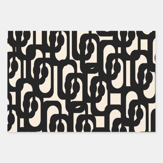 Modernes Loop-Muster aus dem Mittelalter in Schwar Geschenkpapier Set (Vorderseite 3)
