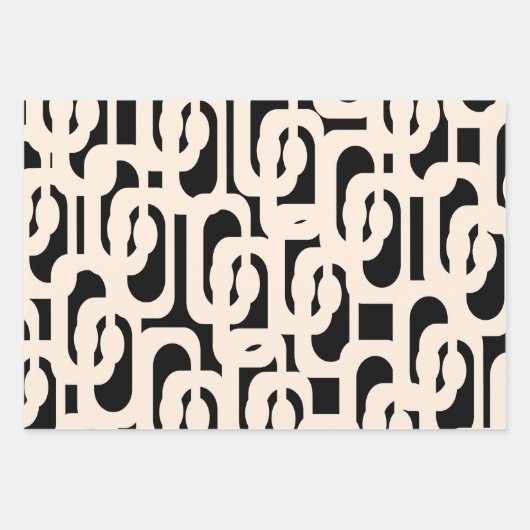 Modernes Loop-Muster aus dem Mittelalter in Schwar Geschenkpapier Set (Vorderseite 2)