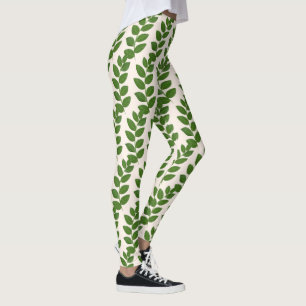 Modernes Lorbeerblattmuster auf Elfenbein Leggings