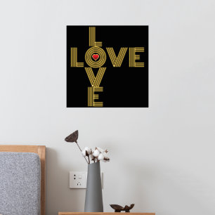 Modernes "LOVE"-Wort und rotes Herz schwarz Foliendrucke