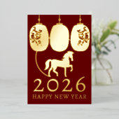Modernes Lunar New Year Gold Horse Folien Feiertagskarte (Stehend vorne)