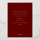 Modernes Lunar New Year Gold Horse Folien Feiertagskarte (Rückseite)