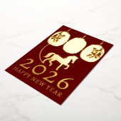 Modernes Lunar New Year Gold Horse Folien Feiertagskarte (Gedreht)