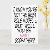 Modernes lustiges Pate-Antrag-Foto Karte (Gelbe Blume)