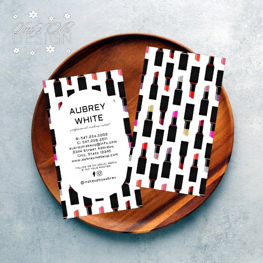 Modernes Lux Lipstick-Muster für Künstler Visitenkarte