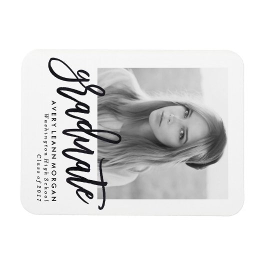 Modernes Luxe Abschluss Foto Magnet (Horizontal)