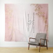 Modernes Luxe Gold Flecks Blush Pink Wedding Foto Wandteppich (Beispiel (Horizontal))