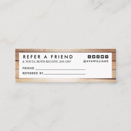 Modernes Luxe-Holz-sauberes Layout Mini Visitenkarte (Vorderseite)