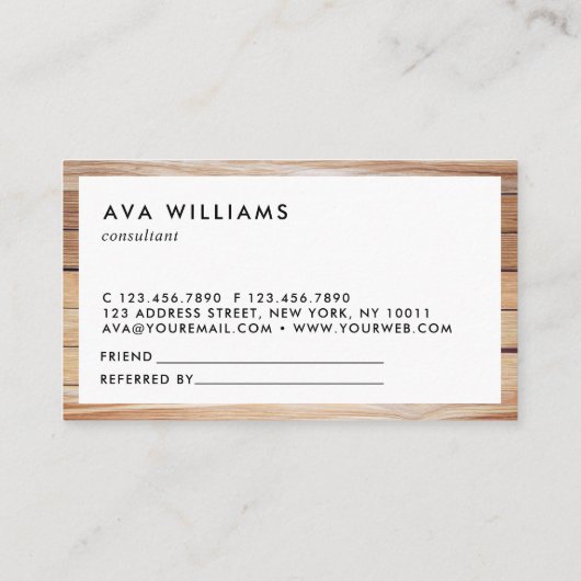 Modernes Luxe-Holz-sauberes Layout Visitenkarte (Rückseite)