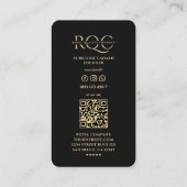 Modernes, luxuriöses Monogram Black Gold Ornament  Visitenkarte (Rückseite)