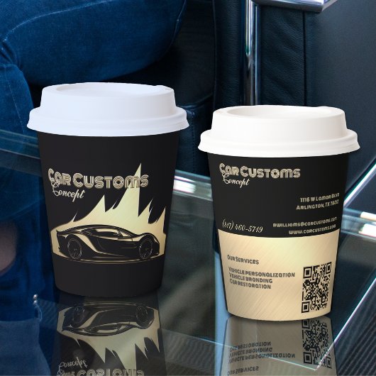 Modernes Luxus-Geschäft mit Black and Gold Car Pappbecher