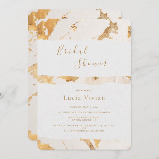 Modernes Luxus Gold Abstraktes Brautparty Einladung (Vorne/Hinten)