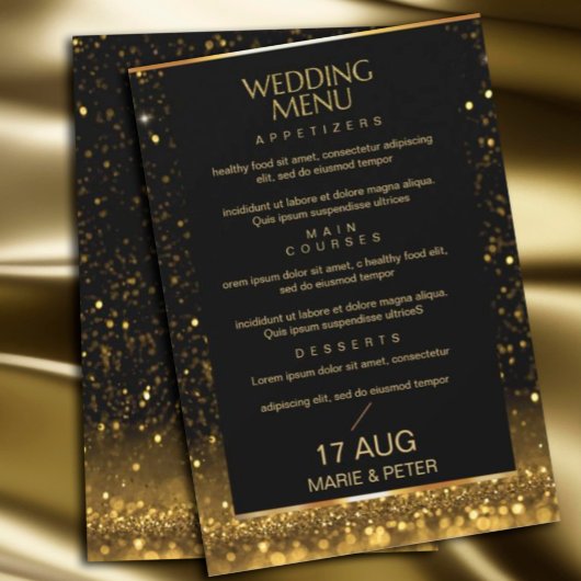 Modernes Luxus-Gold-Black-Glitzern Einladung