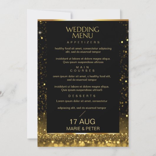 Modernes Luxus-Gold-Black-Glitzern Einladung (Vorderseite)