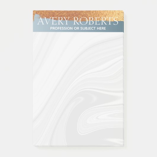 Modernes Luxus-Stahl blaues goldenes Streifen Post-it Klebezettel (Vorderseite)