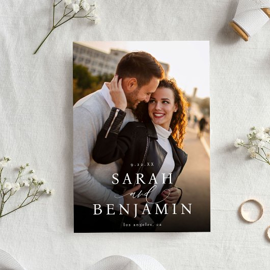 Modernes M Foto Vertikal Chic Save the Date 2 Einladung