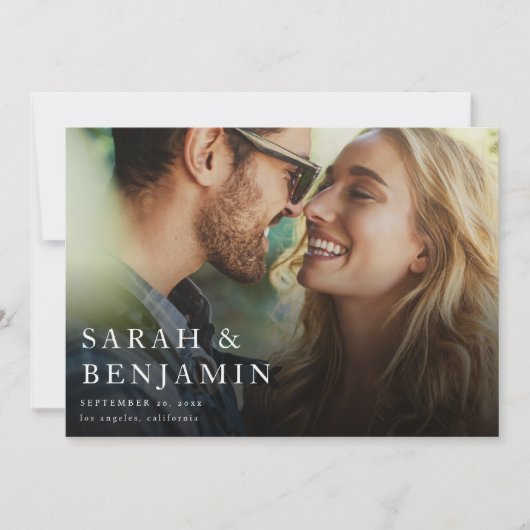 Modernes M V2 Foto Horizontaler Chic Save the Date Einladung (Vorderseite)