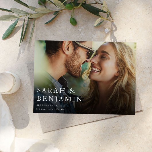 Modernes M V2 Foto Horizontaler Chic Save the Date Einladung