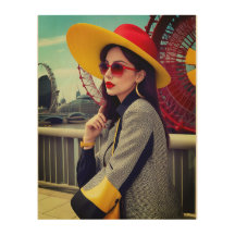 Modernes Mädchen in Roter Sonnenbrille Vintage Kun