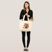 Modernes Mädchen mit Hut Jumbo Stoffbeutel (Vorderseite (Model))