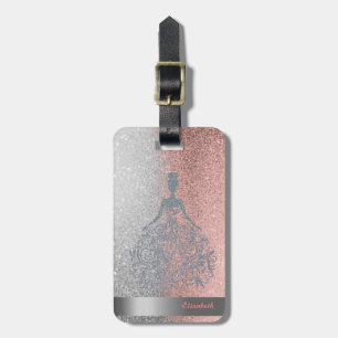 Modernes Mädchenkleid  Glitter Bokeh Ombre Streife Gepäckanhänger