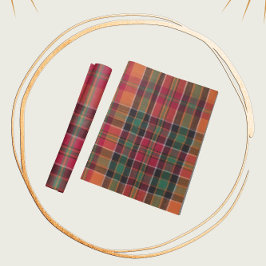 Modernes Madras Kariertes Orange Green Square Must Geschenkpapier