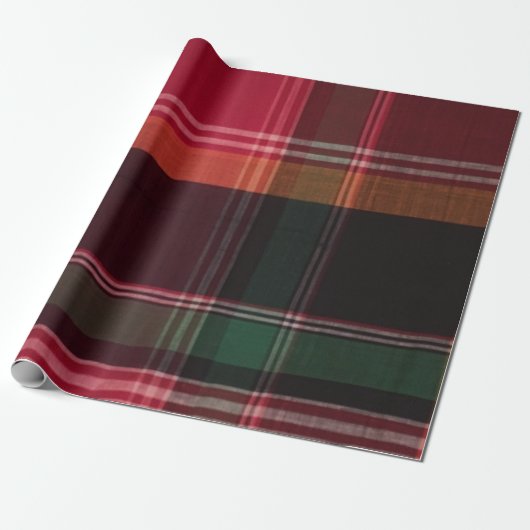 Modernes Madras Kariertes rotes Green Square Muste Geschenkpapier (Ungerollt)