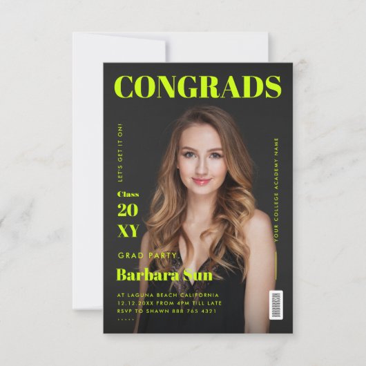 Modernes Magazin Cover Grad Party Graduation Party Einladung (Vorderseite)