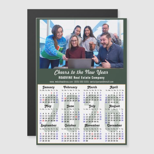Modernes Magazin Green 2026 Kalender Business Magn Magnetkarte (Vorne/Hinten)