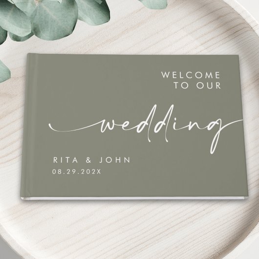 Modernes Magazin Green Wedding Foil Gästebuch