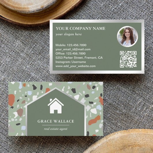 Modernes Magazin Terrazzo Real Anwesen Foto QR Cod Visitenkarte